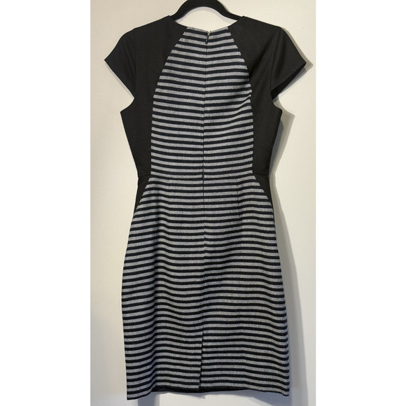 J. Crew Suiting Size 2 Navy White Striped Tweed Fully Lined Professional Dress - Picture 2 of 7